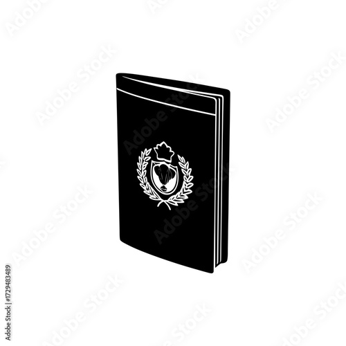 Vector passport booklet golden emblem closed illustration scalable icon silhouette