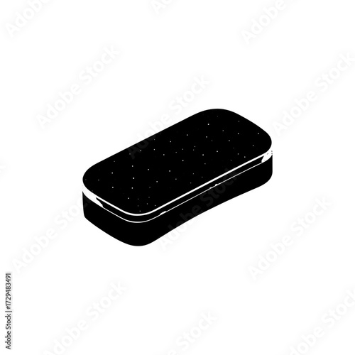 White sponge and blue scrub pad flat illustration silhouette