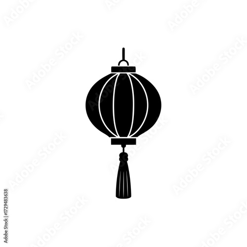 Red chinese lantern with gold tassel vector illustration scalable eps icon silhouette
