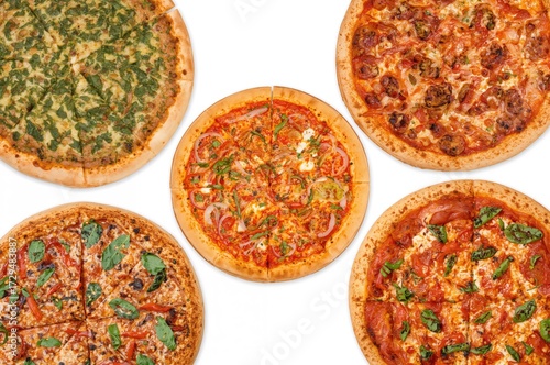 Assortment of pizzas seen f...
