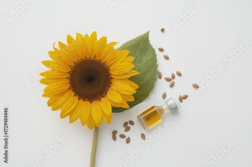 Sunflower bloom on a white ...