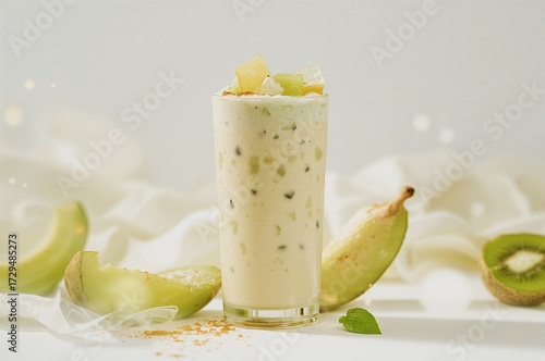 Refreshing milkshake in a g...
