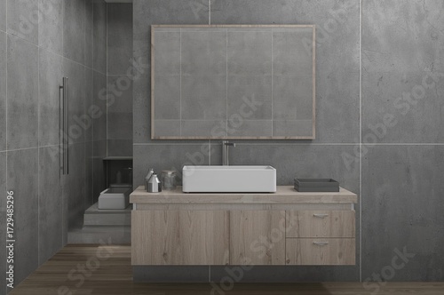 Bathroom in grey and white ...