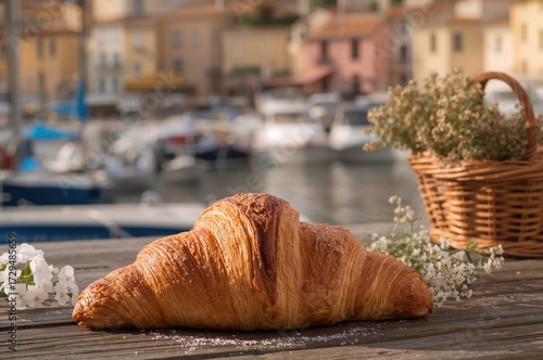 Freshly baked croissant wit...
