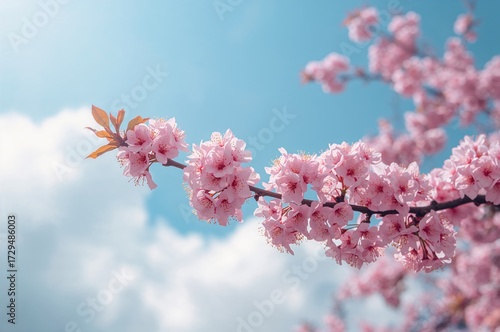 Blooming cherry blossom twi...
