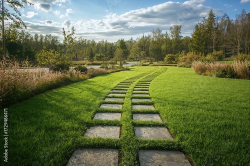 Stone pathway on a grassy s...