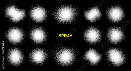 Collection of Fifteen Distressed Grungy Splatter Effects and Grunge Textured Brushes with Subtle Noise and Speckled Grain Overlay Options for Graphic Design Projects