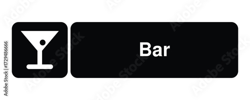 Bar DOT pictogram with martini glass and olive with Explanation – minimal icon for signage, maps, hospitality apps, and civic UI environments – High-Quality Vectorial Stock Image