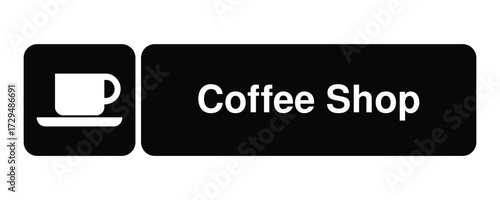 Coffee Shop DOT Pictogram with Explanation – Stylized Cup and Saucer Icon for Beverage Service Signage High-Quality Vectorial Stock Image