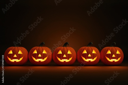 A row of five luminous Hall...