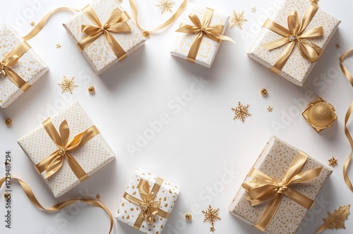 Present boxes on a plain wh...