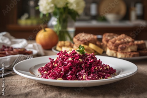 Homemade grated beetroot sa...