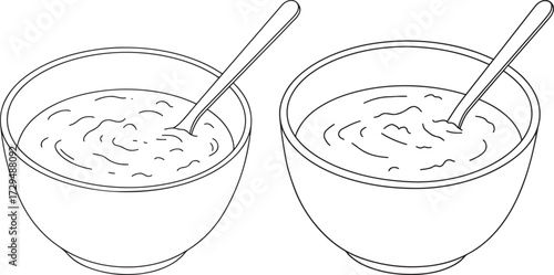 Two glasses of yogurt with spoons inside isolated on white background silhouette