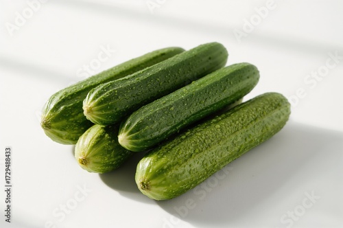 Crisp green cucumbers displ...