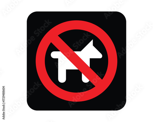 No Dogs pictogram with prohibition symbol – minimal signage icon for public parks, civic buildings, and legal compliance zones – High-Quality Vectorial Stock Image