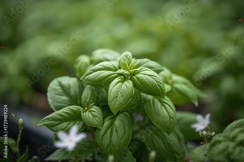 Healthy green basil thrivin...