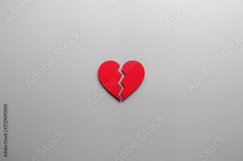 Red shattered heart on a gr...