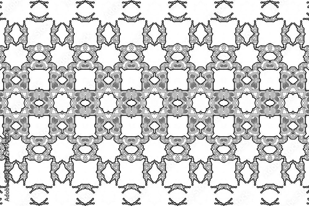 Seamless vector pattern of black people silhouettes with floral ornament for fabric tile decoration Seamless vector pattern of black people silhouettes with floral ornament for fabric tile decoration