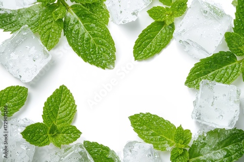 Isolated ice cubes and fres...