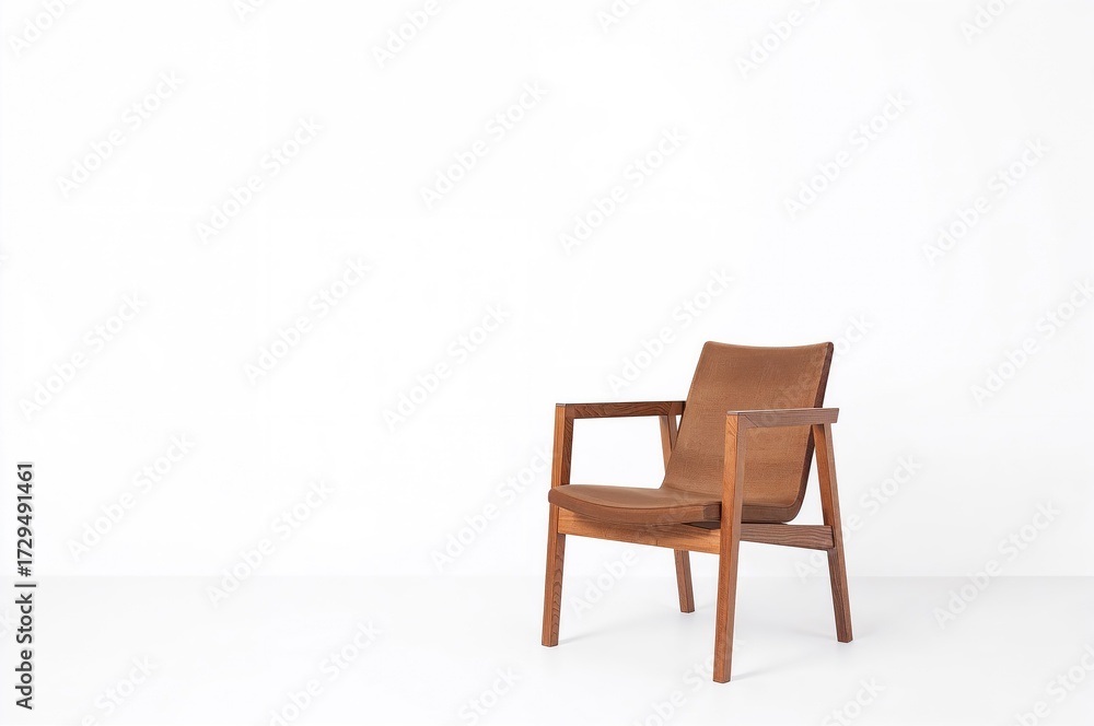 Obraz premium Modern chair front view displayed against a plain white background for interior decoration or graphic use