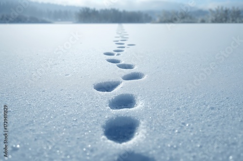 Tracks in fresh snow leadin...
