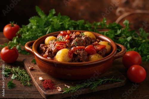 Hearty stew featuring chunk...