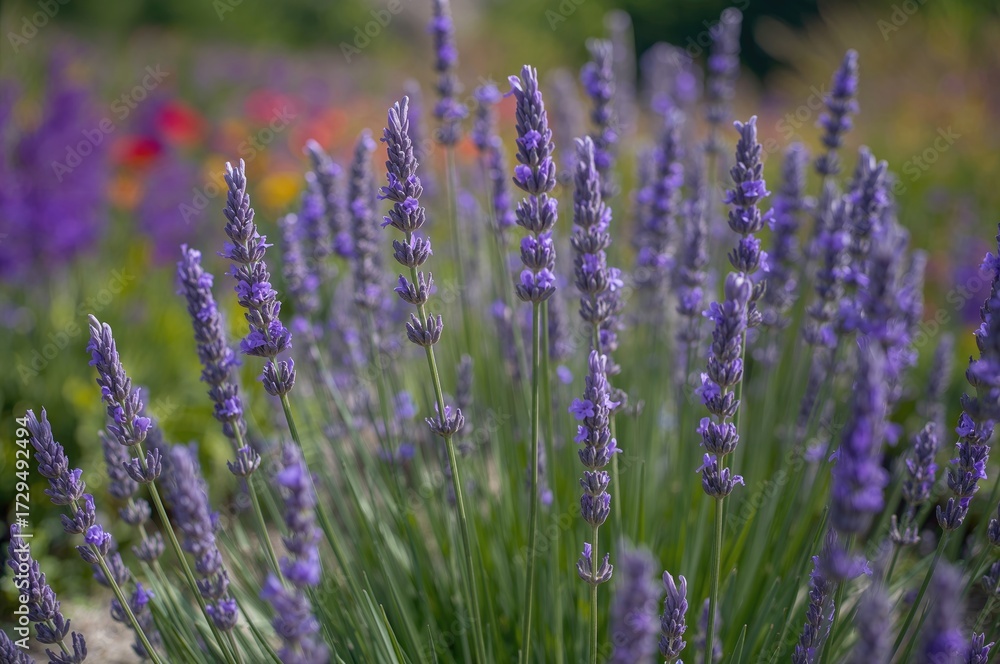 Obraz premium Scented blue lavender blooms flourishing in a meadow
