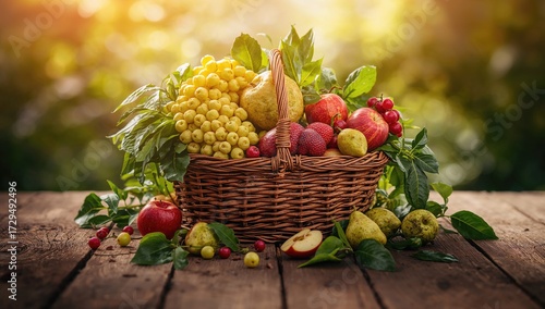 Assortment of ripe fruits d...