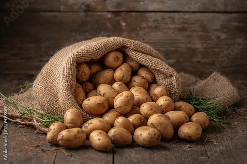 Uncooked potatoes spilling ...