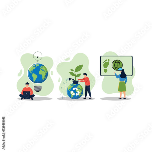 Sustainable energy solutions and green initiatives to save our planet and reduce carbon footprint for a better future