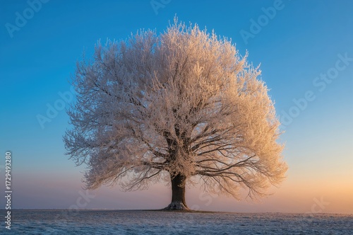 Icy Tree Silhouetted Agains...