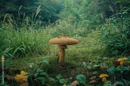 Wild mushroom growing in a ...