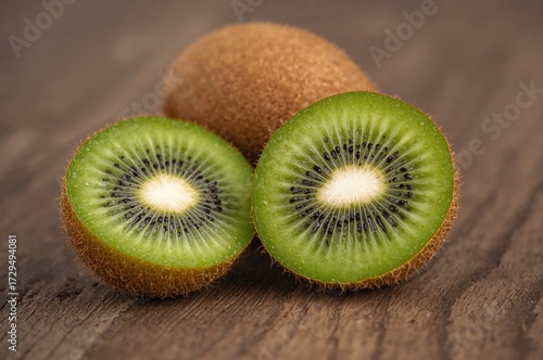 Isolated fresh kiwi fruit w...