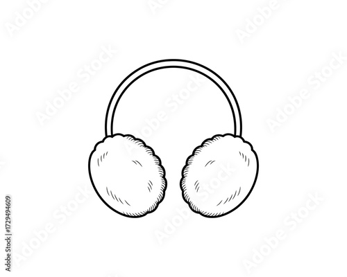 Hand drawn earmuffs isolated on white background, winter season fashion item