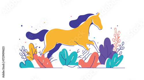 Colorful horse vector illustration for Chinese New Year of the horse celebration in modern abstract style