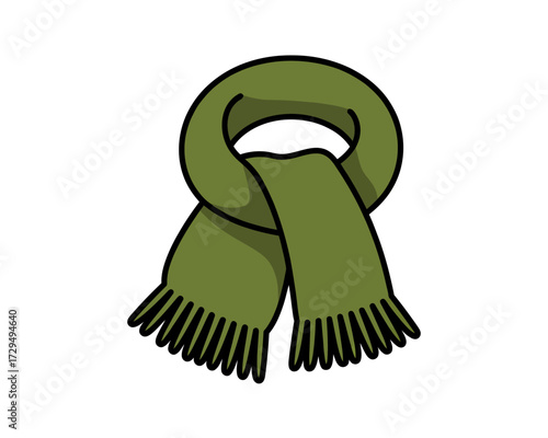 Hand drawn green scarf isolated on white background vector illustration