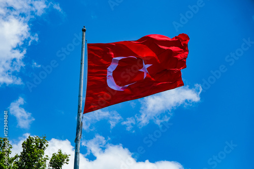 Turkish flag waving in the wind