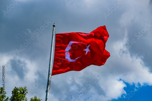 Turkish flag waving in the wind