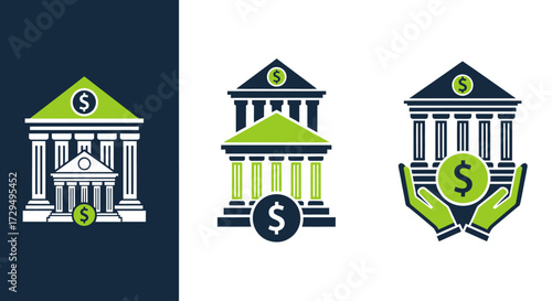Illustrations of Financial Institutions Representing Banking Services and Wealth Management Concepts