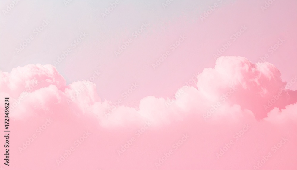 Fototapeta premium Soft Pastel Pink and Blue Fluffy Clouds Background, Dreamy Ethereal Sky Scene