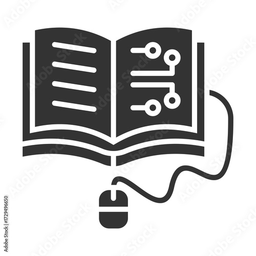 Digital Book Icon Glyph Style. Vector Illustration Design
