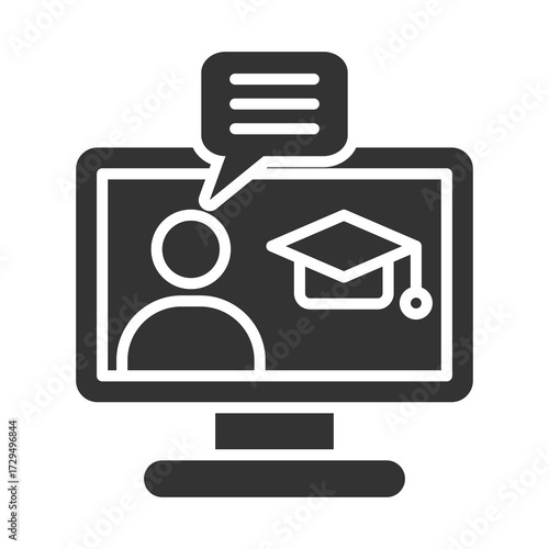 Online Study Icon Glyph Style. Vector Illustration Design