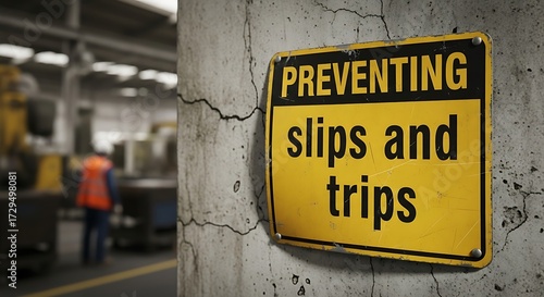 Preventing Slips and Trips: Industrial Injuries Graphic Poster, Textual Information, Workplace Safety, Accident Prevention, OSHA.