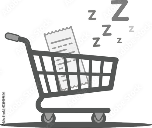 abandoned shopping cart sleep illustration vector