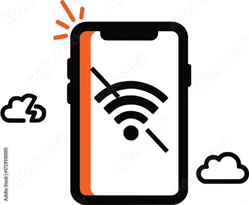 no wifi signal connection error phone vector illustration
