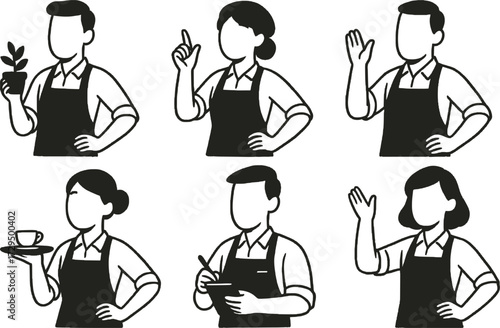 service staff worker silhouette vector illustration icons