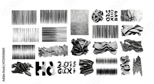 Abstract Artistic Graphic Elements Exploring Texture and Distortion through Vertical Lines and Gritty Patterns