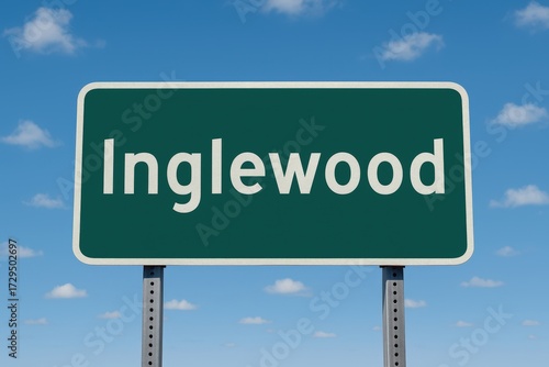 Green highway sign displaying 