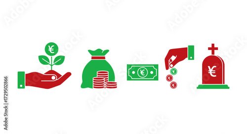 Financial Growth Investment Opportunities and Economic Decline Leading to Mortality Concepts Represented Symbolically