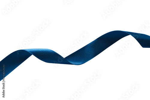Wavy Dark Blue Satin Ribbon on Black
